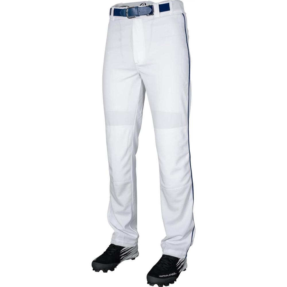 imageRawlings  PRO 150 Series Baseball Pants  Full Length SemiRelaxed Fit  Youth Sizes  Piped  Multiple ColorsWhite  Navy