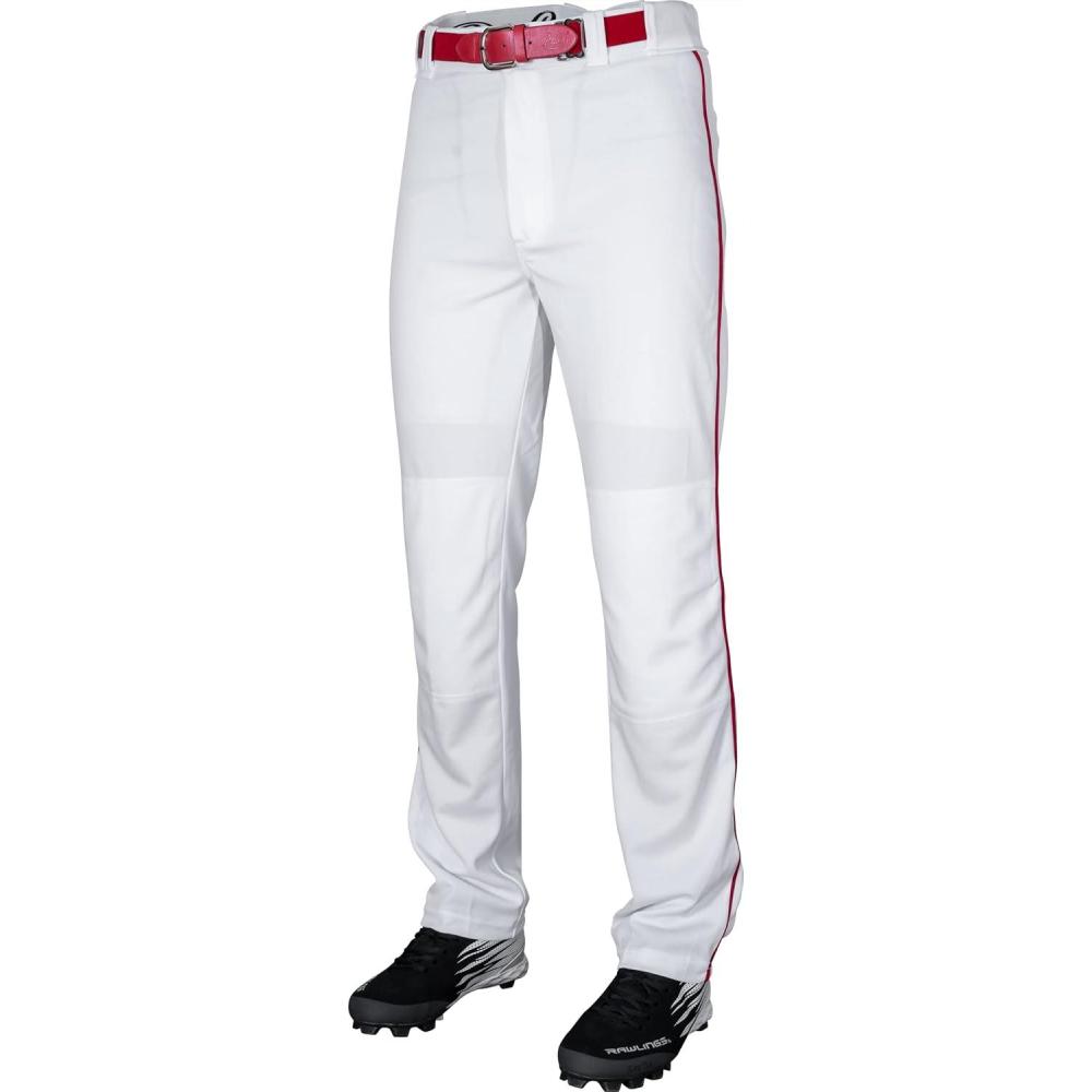 imageRawlings  PRO 150 Series Baseball Pants  Full Length SemiRelaxed Fit  Youth Sizes  Piped  Multiple ColorsWhite  Red