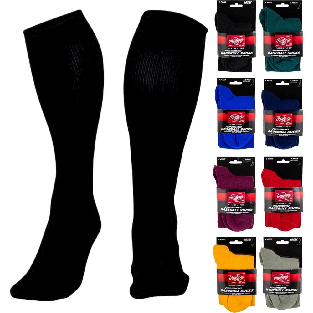 imageRawlings  Performance Baseball Socks  1 Pair  Multiple Sizes amp ColorsBlack