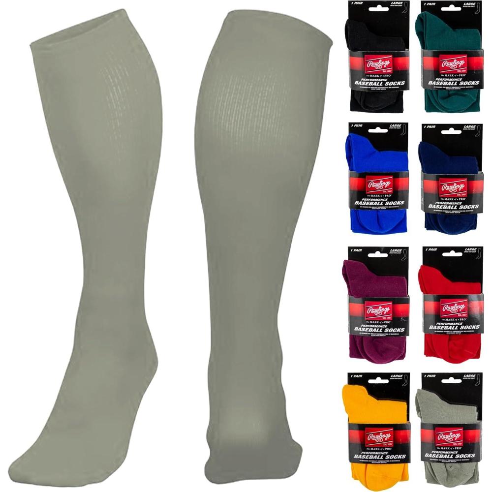 imageRawlings  Performance Baseball Socks  1 Pair  Multiple Sizes amp ColorsGrey