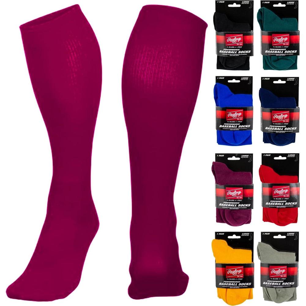imageRawlings  Performance Baseball Socks  1 Pair  Multiple Sizes amp ColorsMaroon
