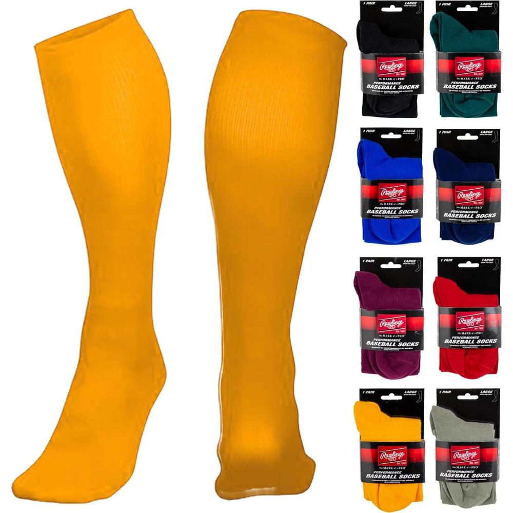 imageRawlings  Performance Baseball Socks  1 Pair  Multiple Sizes amp ColorsOptic Yellow