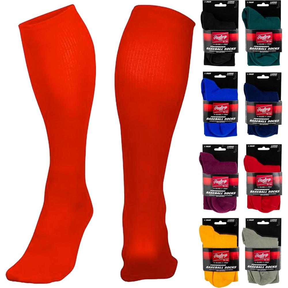 imageRawlings  Performance Baseball Socks  1 Pair  Multiple Sizes amp ColorsRed