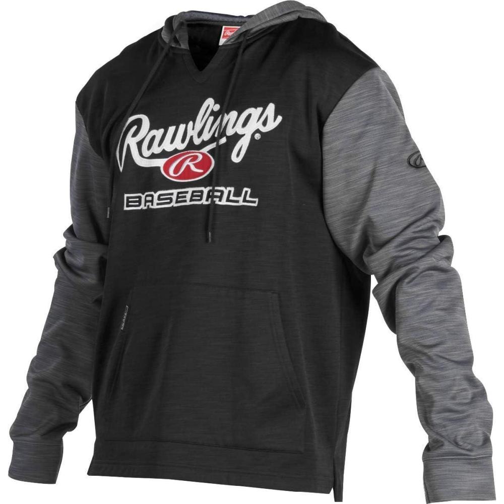 imageRawlings Adult 2Tone LongSleeve Fleece Rawlings Baseball Performance HoodieBlackGrey