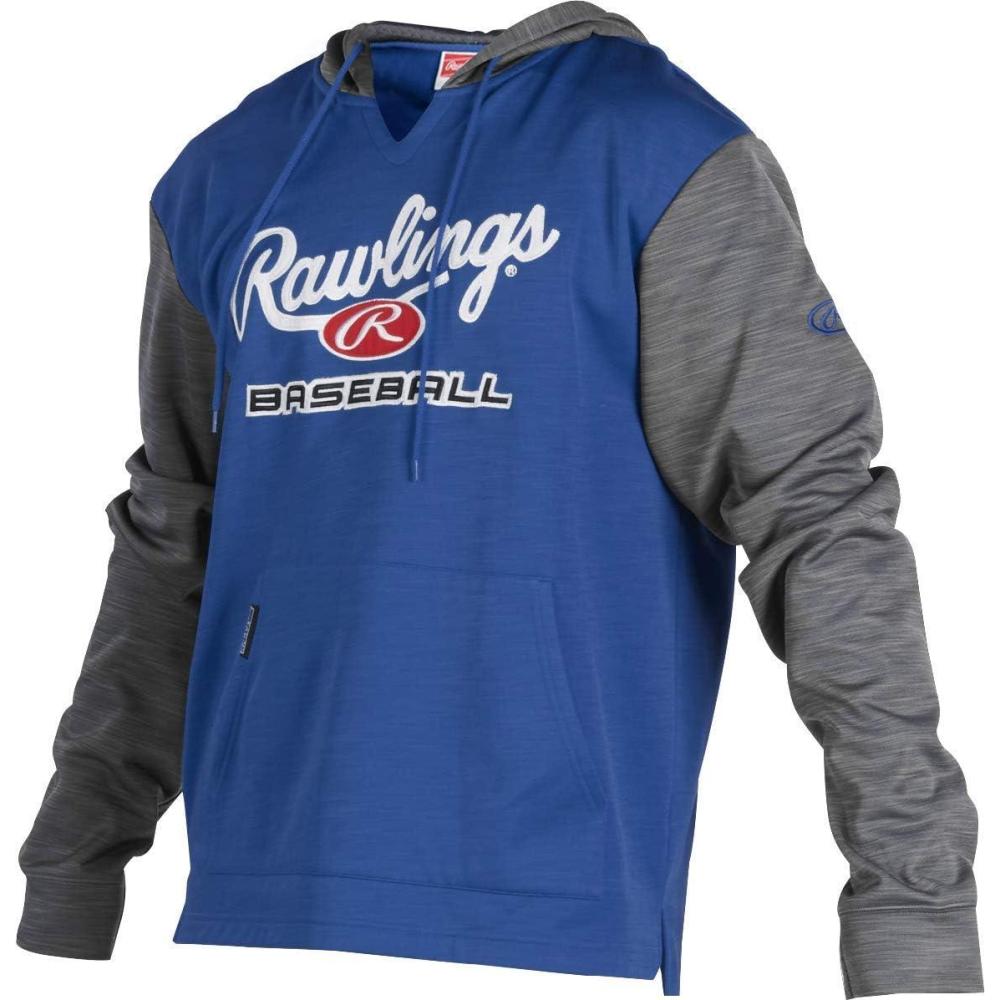 imageRawlings Adult 2Tone LongSleeve Fleece Rawlings Baseball Performance HoodieRoyal BlueGrey
