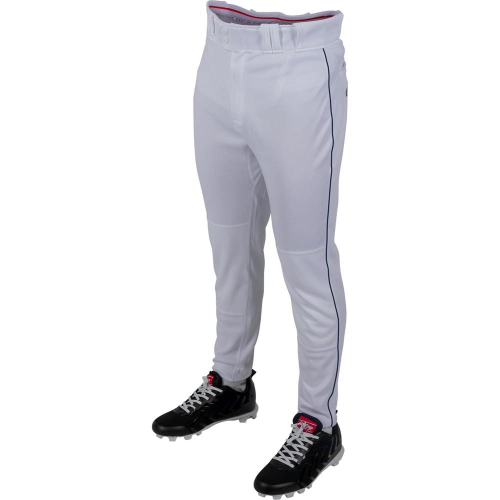 imageRawlings PRO 150 Series Baseball Pant  Full Length SemiRelaxed Fit  Adult Sizes  Piped Color OptionsWhite  Navy