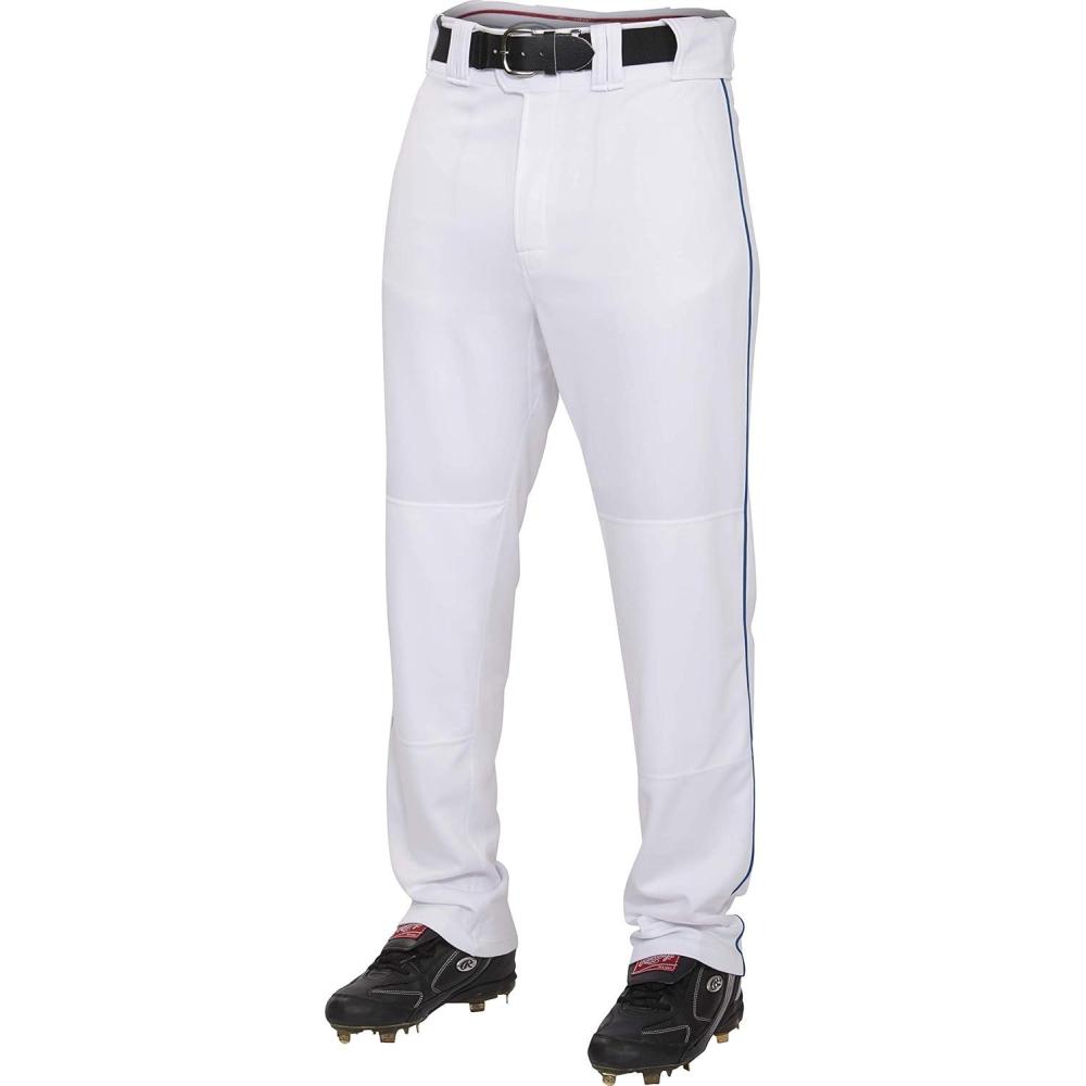 imageRawlings PRO 150 Series Baseball Pant Full Length SemiRelaxed Fit Adult Sizes Piped Color OptionsWhiteNavy