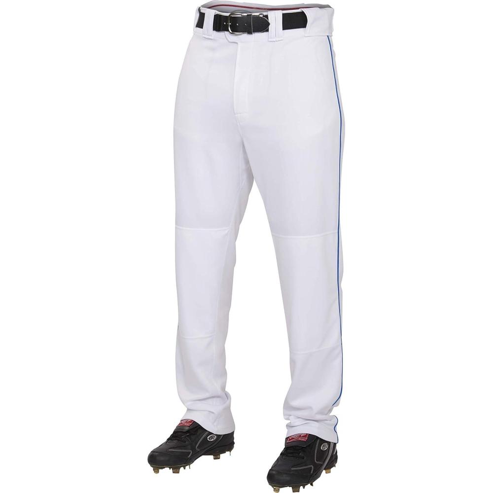 imageRawlings PRO 150 Series Baseball Pant Full Length SemiRelaxed Fit Adult Sizes Piped Color OptionsWhiteRoyal