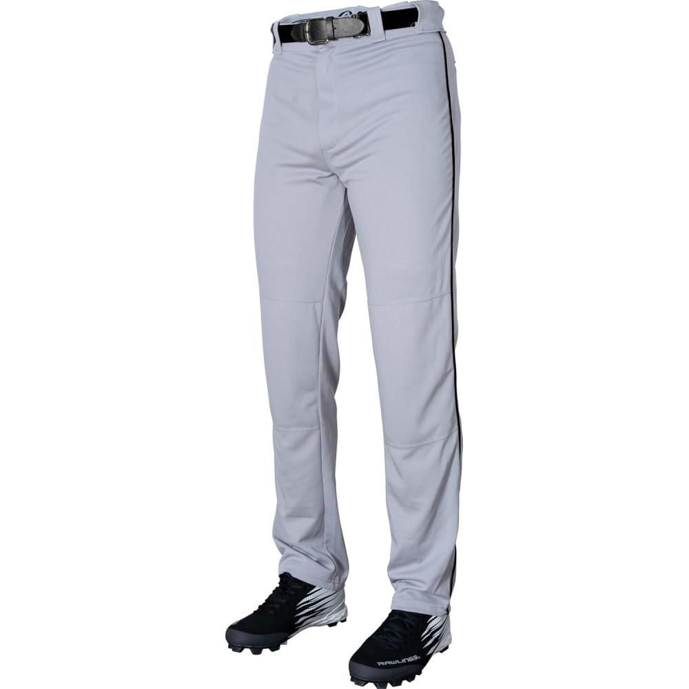 imageRawlings SemiRelaxed Full Length Baseball Pant  Solid amp Piped Options  Youth Sizes  Multiple ColorsGrey  Black