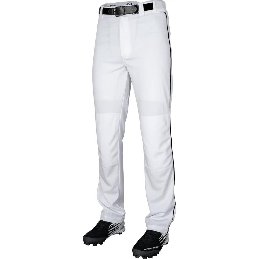imageRawlings SemiRelaxed Full Length Baseball Pant  Solid amp Piped Options  Youth Sizes  Multiple ColorsWhite  Black