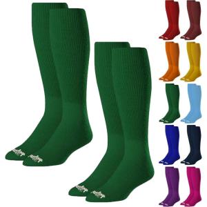 Rawlings | 2 Pair | Athletic Socks | Baseball/Softball | Multiple Sizes/Colors(Dark Green)