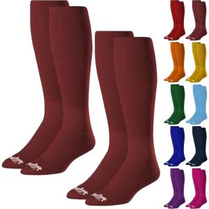 Rawlings | 2 Pair | Athletic Socks | Baseball/Softball | Multiple Sizes/Colors(Maroon)