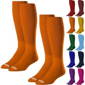 Rawlings | 2 Pair | Athletic Socks | Baseball/Softball | Multiple Sizes/Colors(Orange)