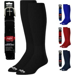 Rawlings | Belt & Socks Combo | Baseball/Softball | Multiple Sizes & Colors(Black)