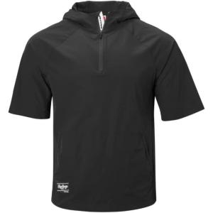 Rawlings | Men’s Colorsync Short Sleeve Hooded Cage Jacket | Athletic Training Apparel | Adult Sizes | Multiple Colors(Black)