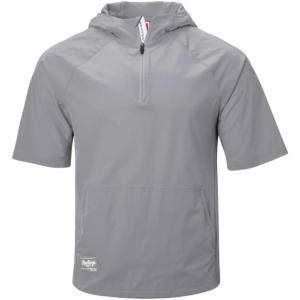 Rawlings | Men’s Colorsync Short Sleeve Hooded Cage Jacket | Athletic Training Apparel | Adult Sizes | Multiple Colors(Gray)