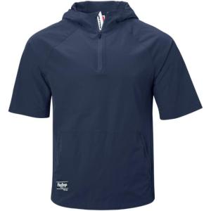 Rawlings | Men’s Colorsync Short Sleeve Hooded Cage Jacket | Athletic Training Apparel | Adult Sizes | Multiple Colors(Navy)