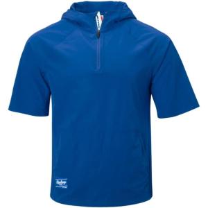 Rawlings | Men’s Colorsync Short Sleeve Hooded Cage Jacket | Athletic Training Apparel | Adult Sizes | Multiple Colors(Royal Blue)