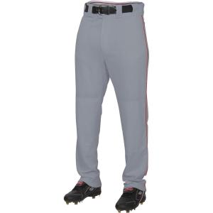 Rawlings PRO 150 Series Baseball Pant | Full Length Semi-Relaxed Fit | Adult Sizes | Piped Color Options(Grey/Red)