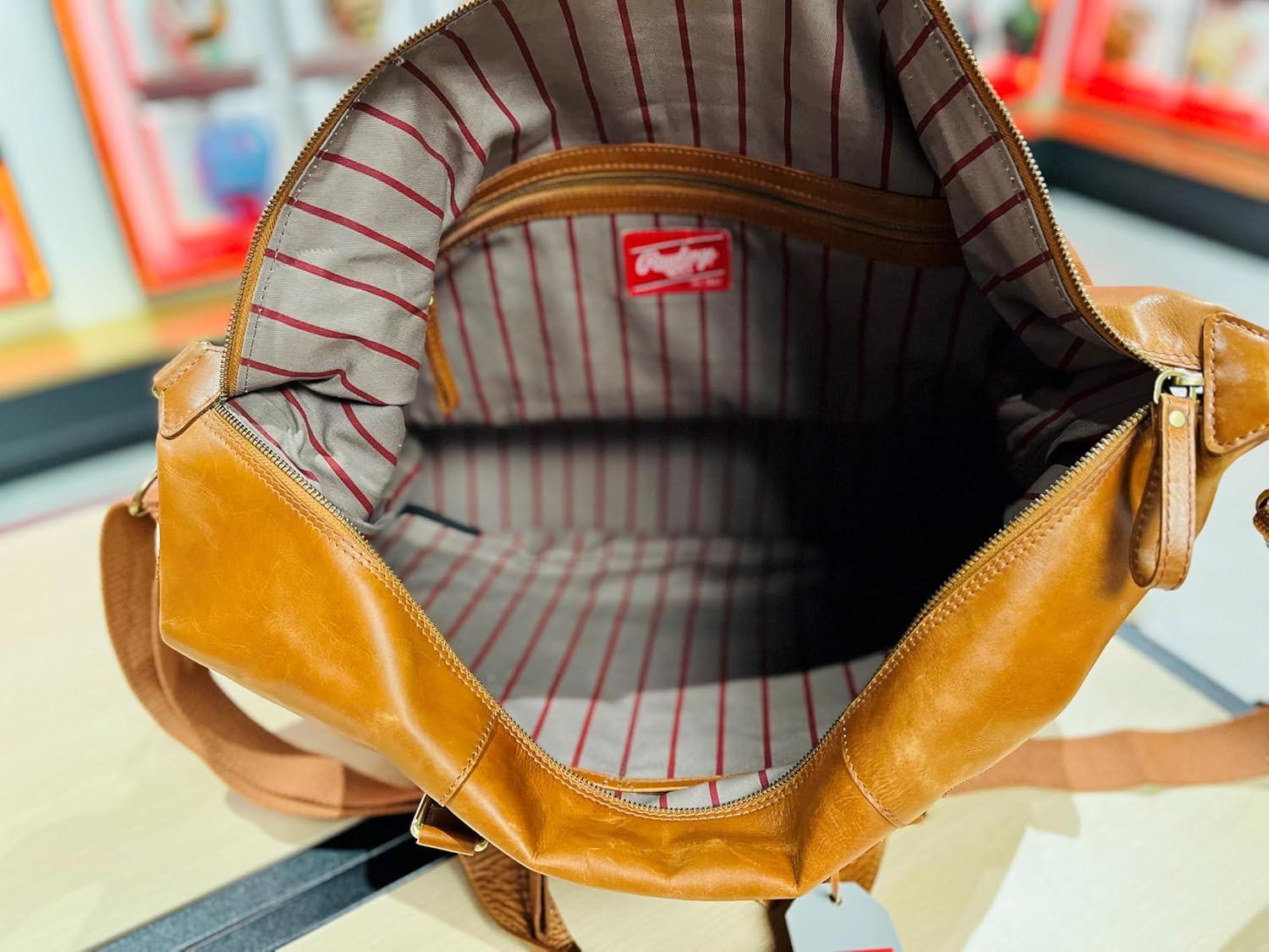 imageRawlings Leather Weekender Duffle Bag Collection Genuine Leather Multiple Styles amp ColorsBrown Away Game Collection