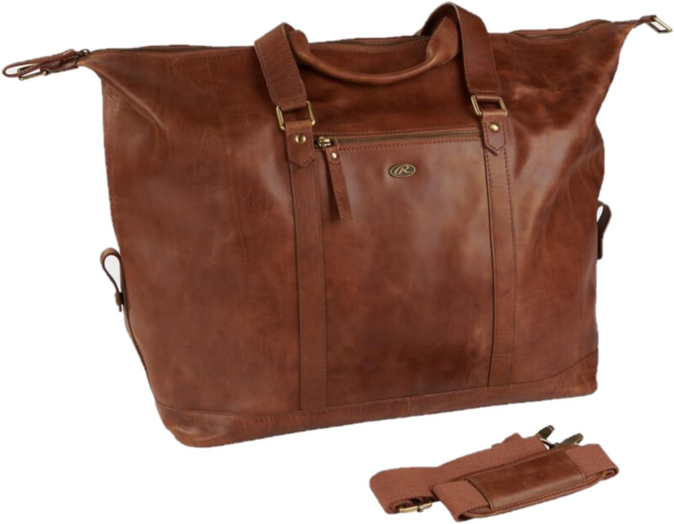 imageRawlings Leather Weekender Duffle Bag Collection Genuine Leather Multiple Styles amp ColorsBrown Away Game Collection