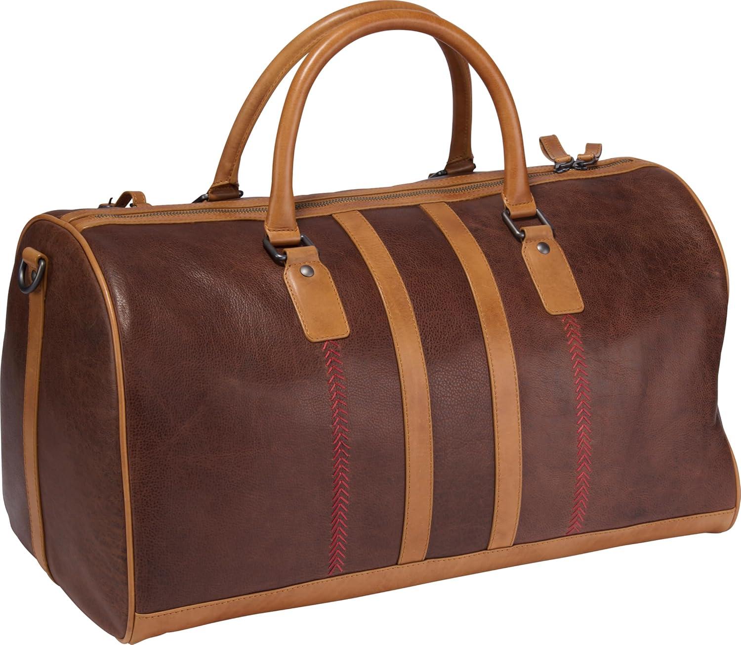 imageRawlings  Leather Weekender Duffle Bag Collection  Genuine Leather  Multiple Styles amp ColorsBrown  Heritage 1887 Collection