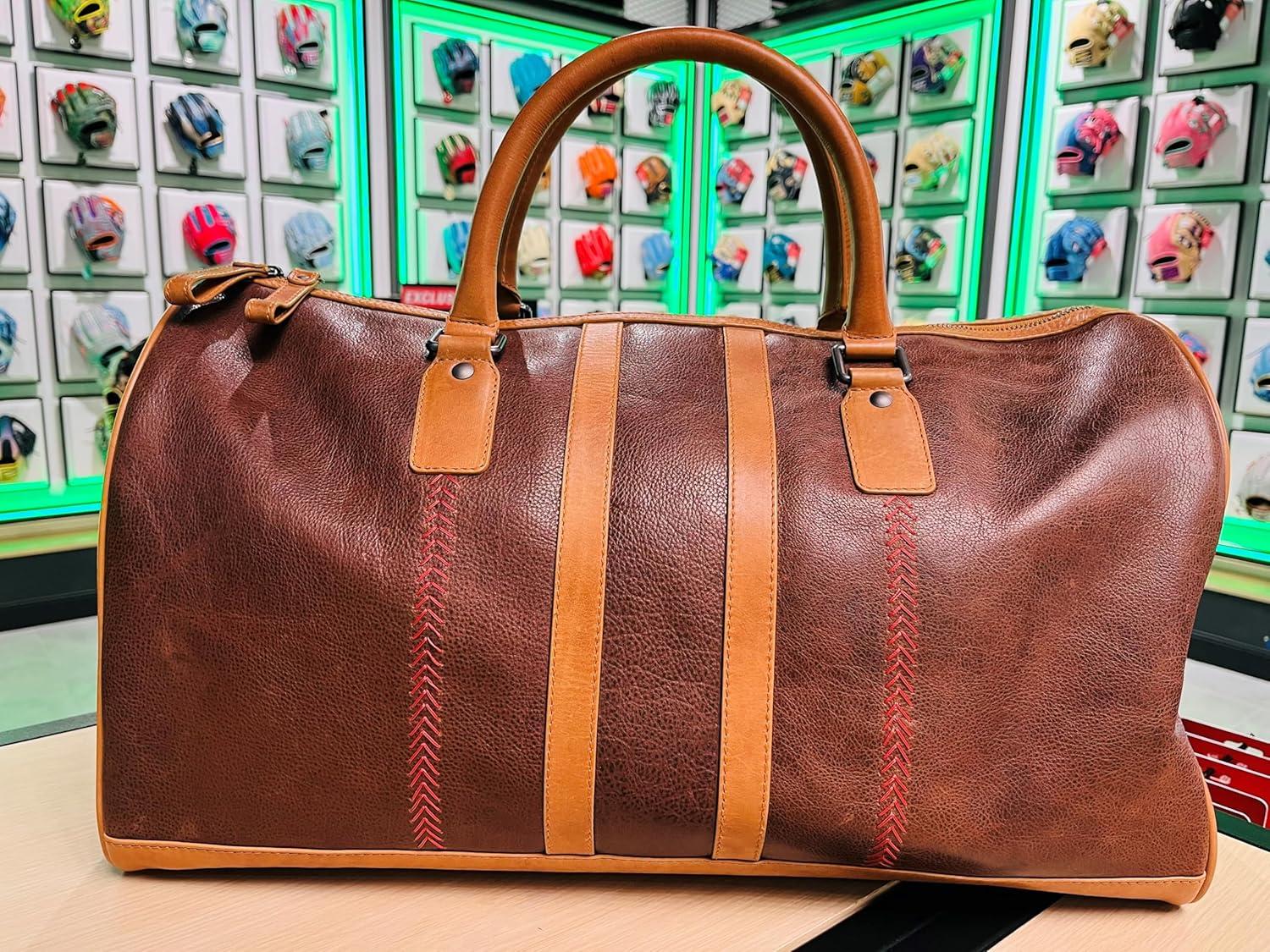 imageRawlings  Leather Weekender Duffle Bag Collection  Genuine Leather  Multiple Styles amp ColorsBrown  Heritage 1887 Collection