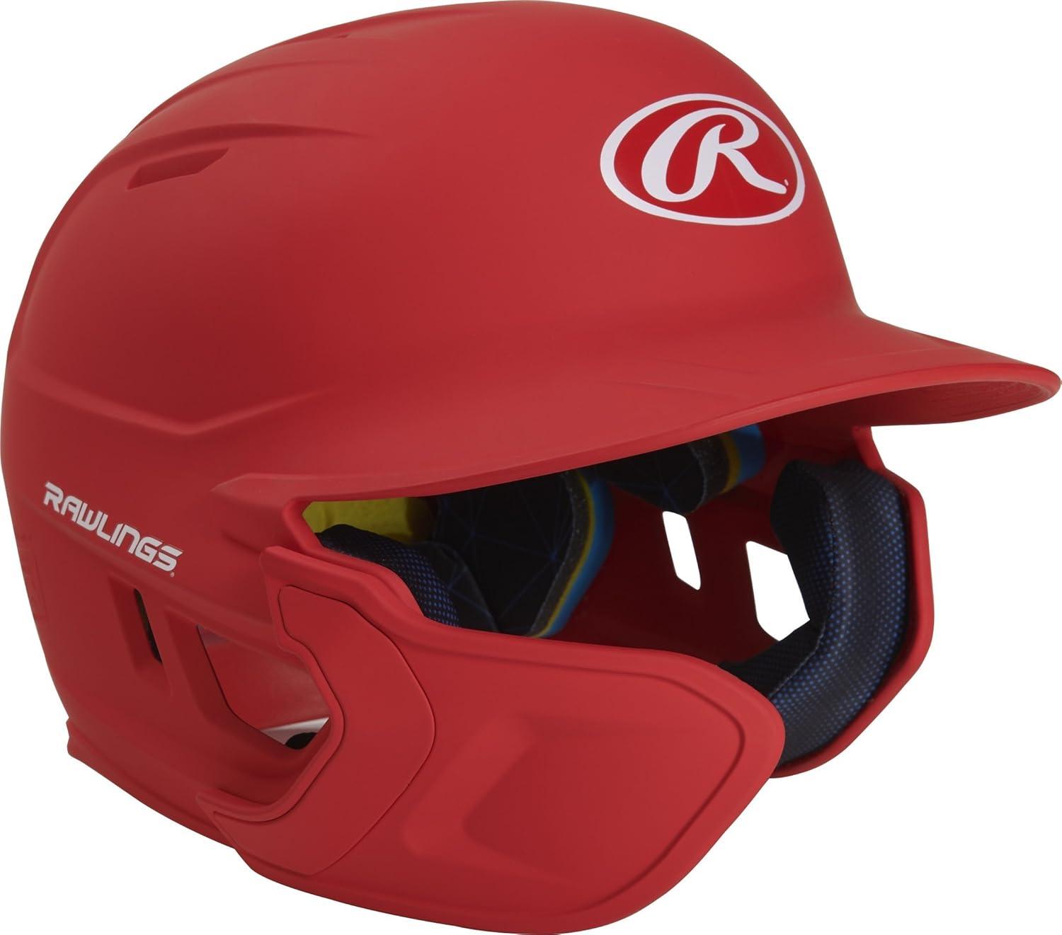 imageRawlings  MACH EXTENSION Batting Helmet with Jaw Guard Included  RightHand Batter amp LeftHand Batter Options  Junior amp Senior Sizes  Multiple ColorsMatte Scarlet