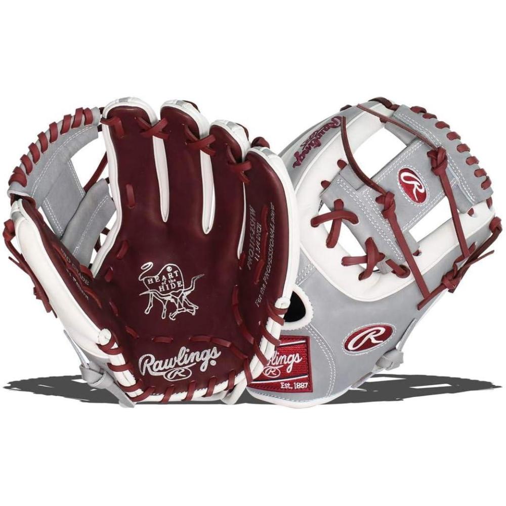 imageRawlings Heart of the Hide Baseball Glove SeriesGreyMaroonWhite  Infield