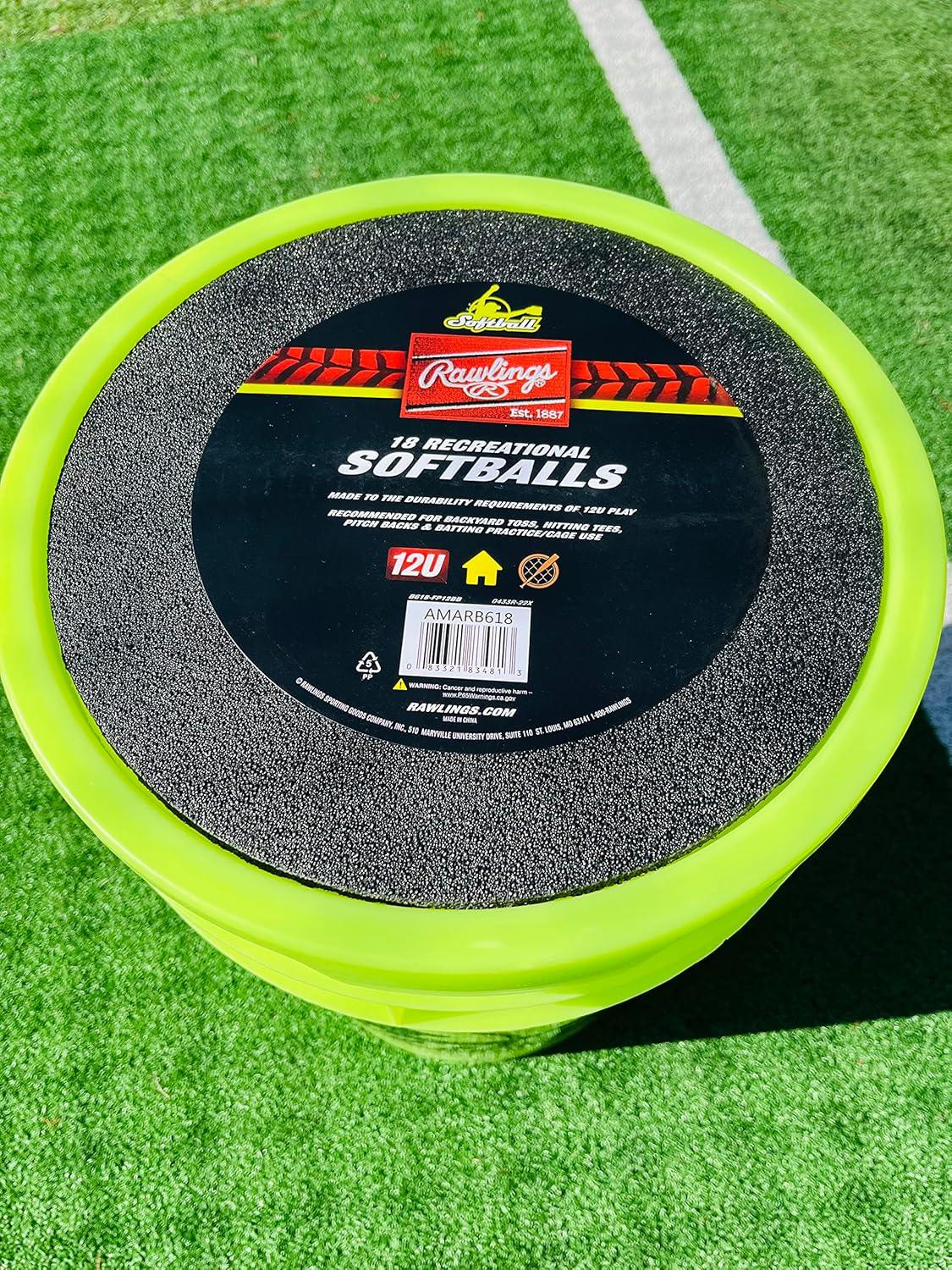 imageRawlings  Bucket of 18 Practice Softballs  Ages 12U  12  Synthetic Cover2023