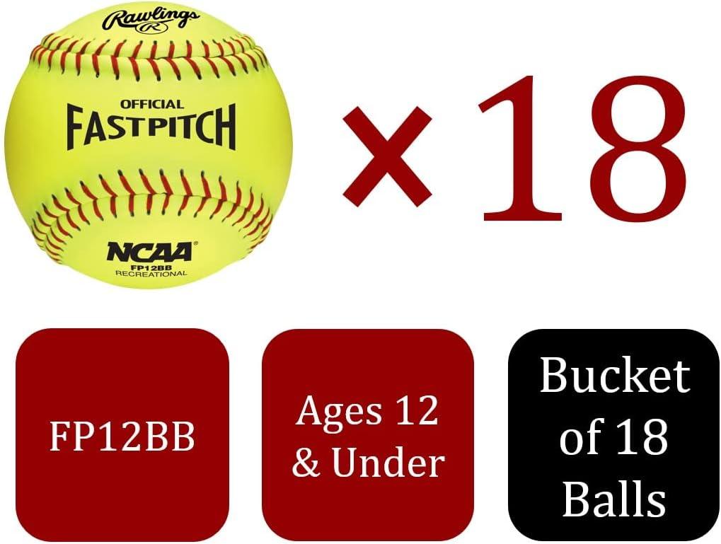 imageRawlings  Bucket of 18 Practice Softballs  Ages 12U  12  Synthetic Cover2023