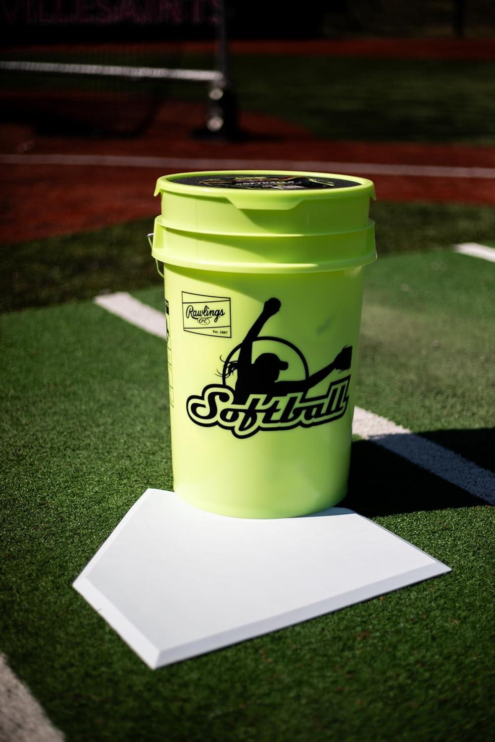 imageRawlings  Bucket of 18 Practice Softballs  Ages 12U  12  Synthetic Cover2023