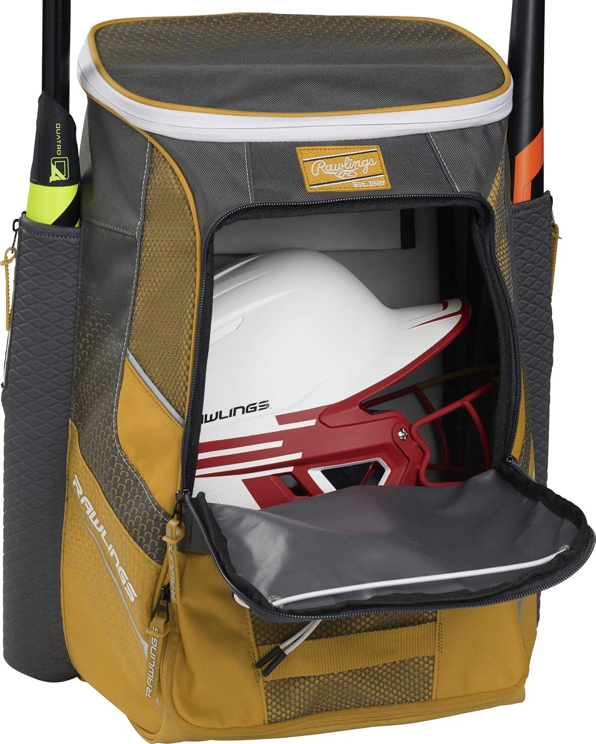 imageRawlings  IMPULSE Backpack Equipment Bag  BaseballSoftball  Multiple StylesLight Gold
