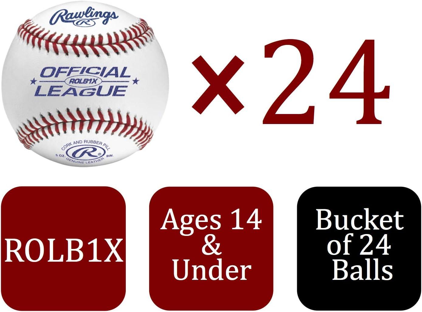 imageRawlings  Official League Competition Grade Baseballs  ROLB1X  GamePractice Use  Youth14U  Bucket  24 Count