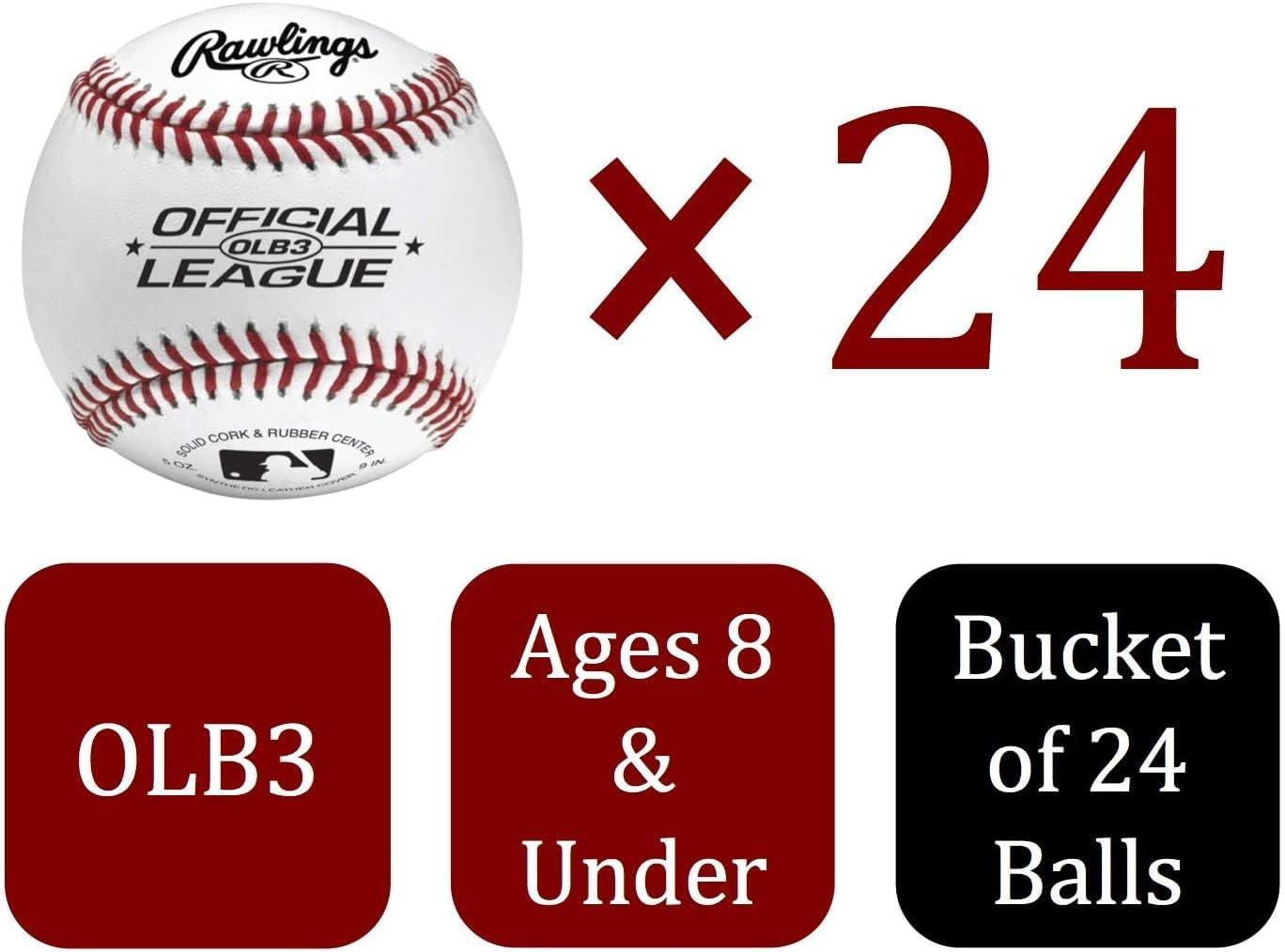imageRawlings  Official League Recreational Use Practice Baseballs  Youth8U  OLB3  Bucket  24 CountRed  White