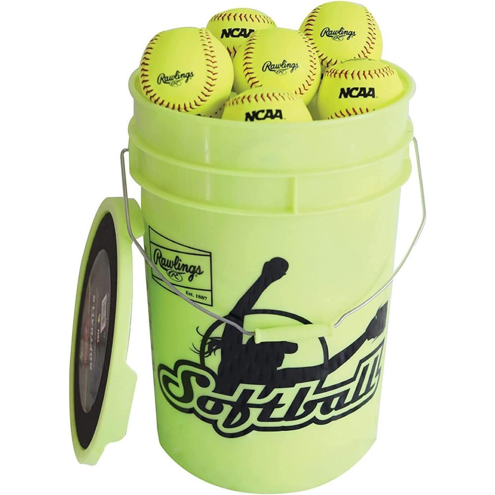imageRawlings  Bucket of 18 Practice Softballs  Ages 12U  12  Synthetic Cover2023