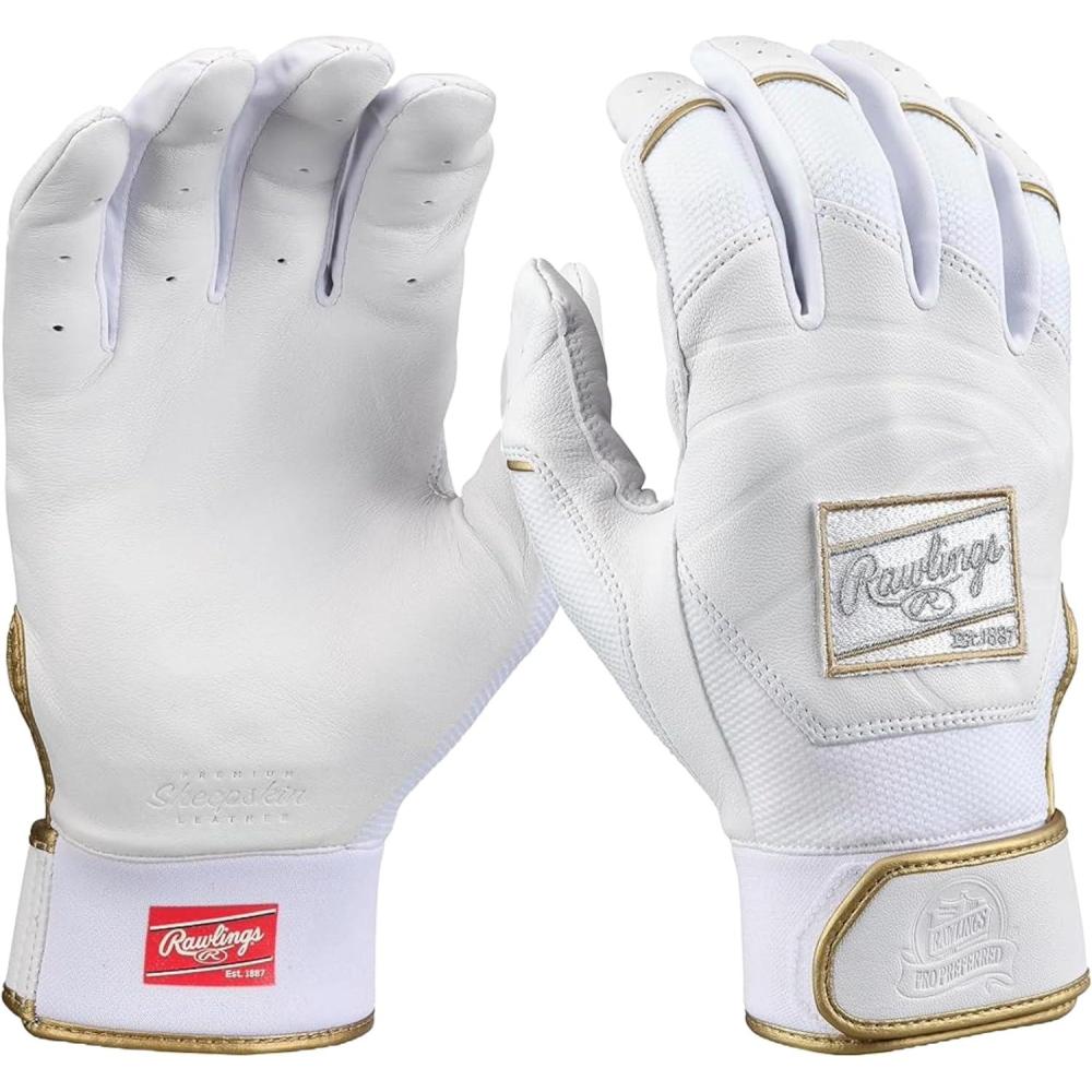 imageRawlings  PRO Preferred Baseball Batting Gloves  Adult Sizes  Multiple ColorsWhite