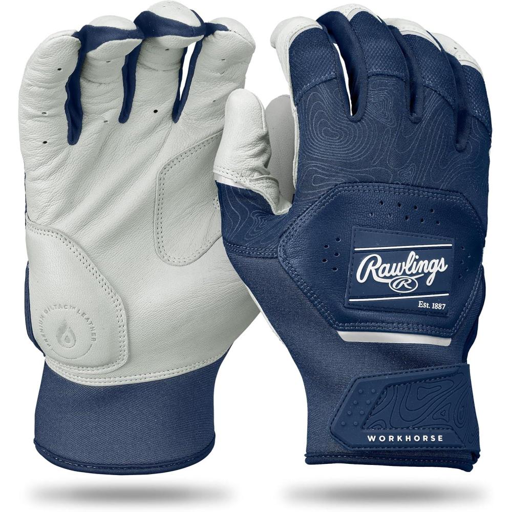imageRawlings  Workhorse Baseball Batting Gloves  Adult Sizes  Multiple ColorsWhiteNavy