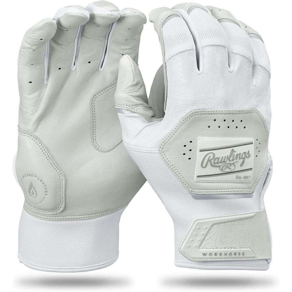 imageRawlings  Workhorse Baseball Batting Gloves  Adult Sizes  Multiple ColorsWhiteWhite