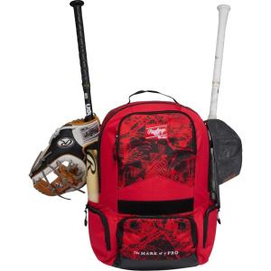 Rawlings Rawlings | Gamer Series Backpack Equipment Bag | Baseball/Softball | Multiple Colors(Scarlet)