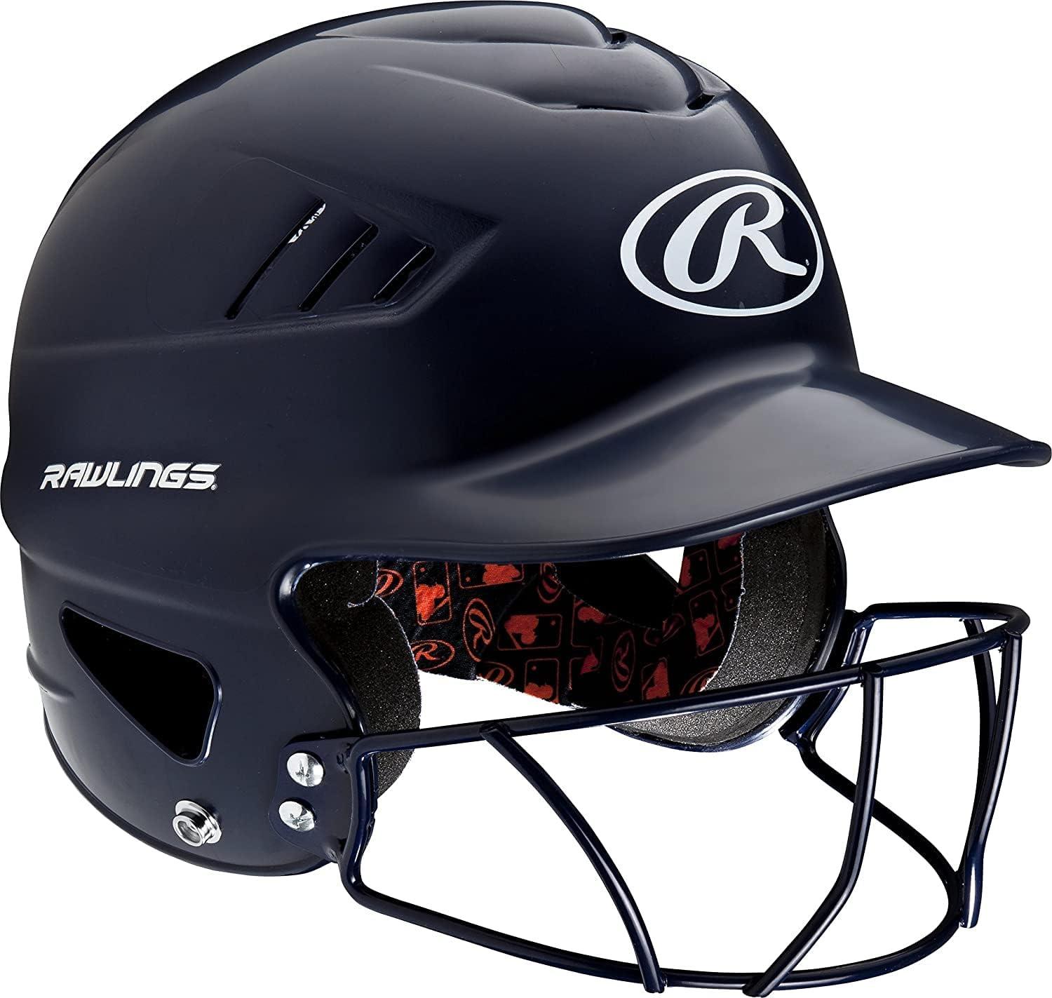 imageRawlings  COOLFLO Batting Helmet  6 12  7 12 One Size Fits Most  Facemask Option  Multiple ColorsNavy  Facemask