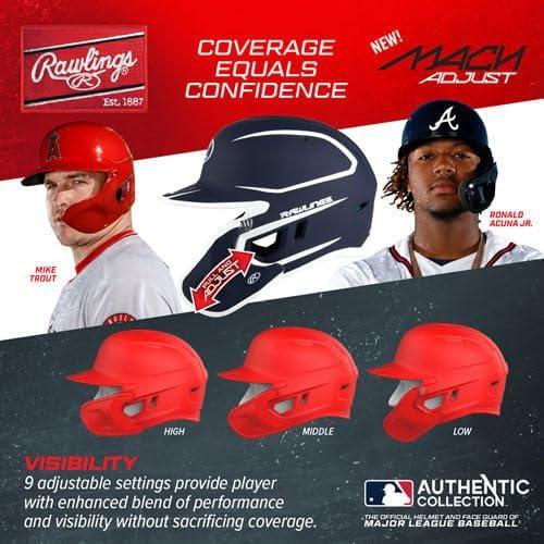 imageRawlings  MACH Adjust Baseball Batting Helmet  Adjustable Face Guard  Matte Two Tone  JR amp SR Sizes  Multiple Colors