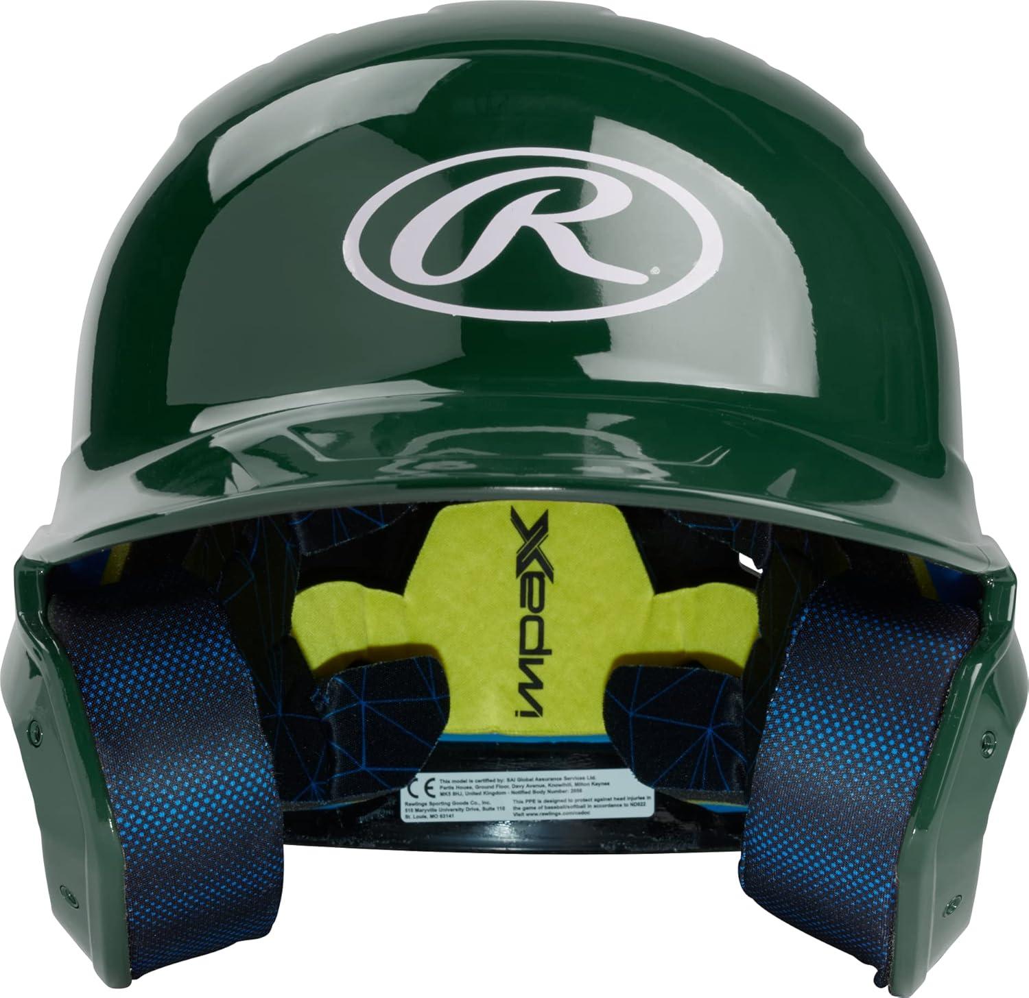 imageRawlings  MACH Baseball Batting Helmet  Gloss  JR amp SR Sizes  Multiple ColorsGloss Dark Green