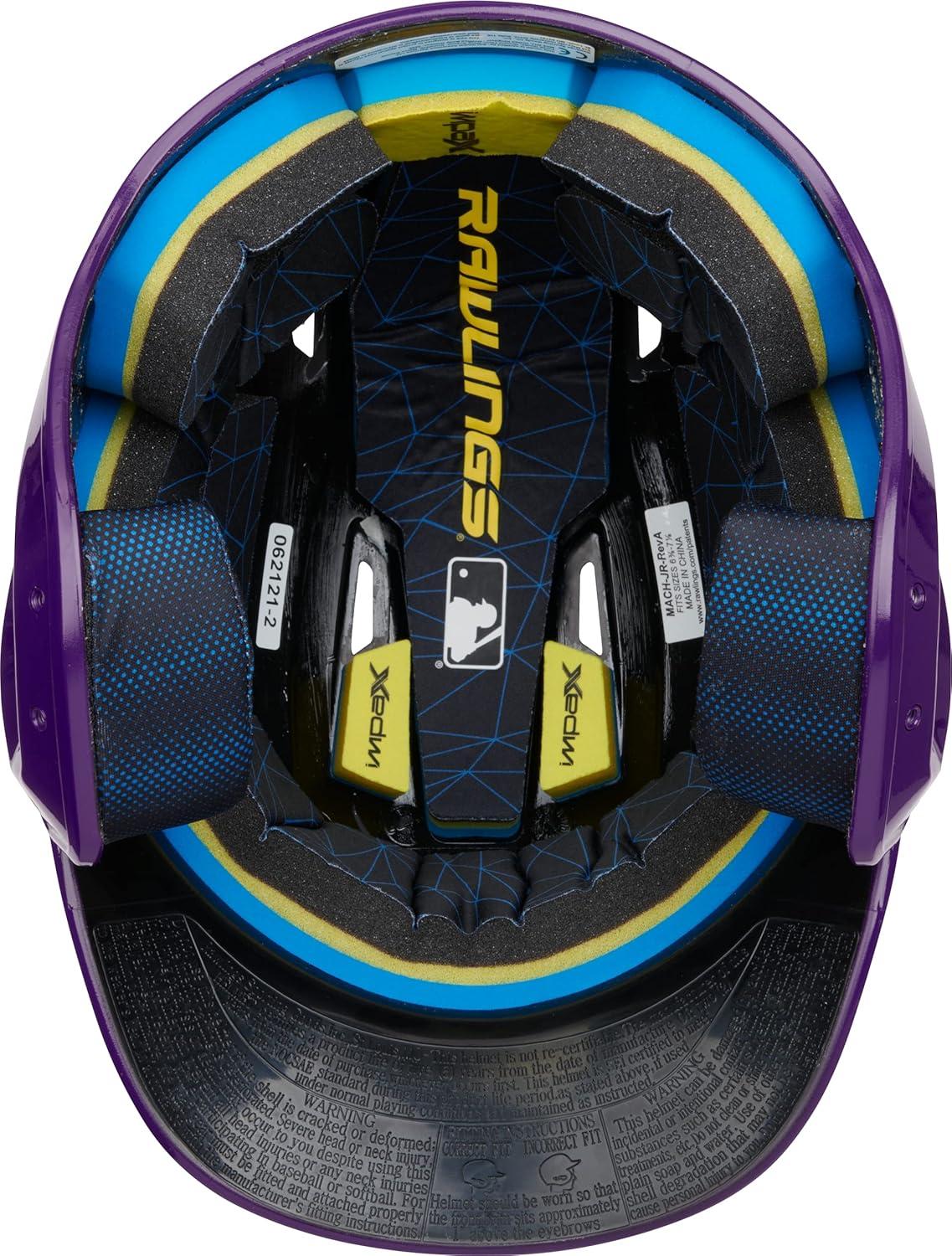 imageRawlings  MACH Baseball Batting Helmet  Gloss  JR amp SR Sizes  Multiple ColorsGloss Purple