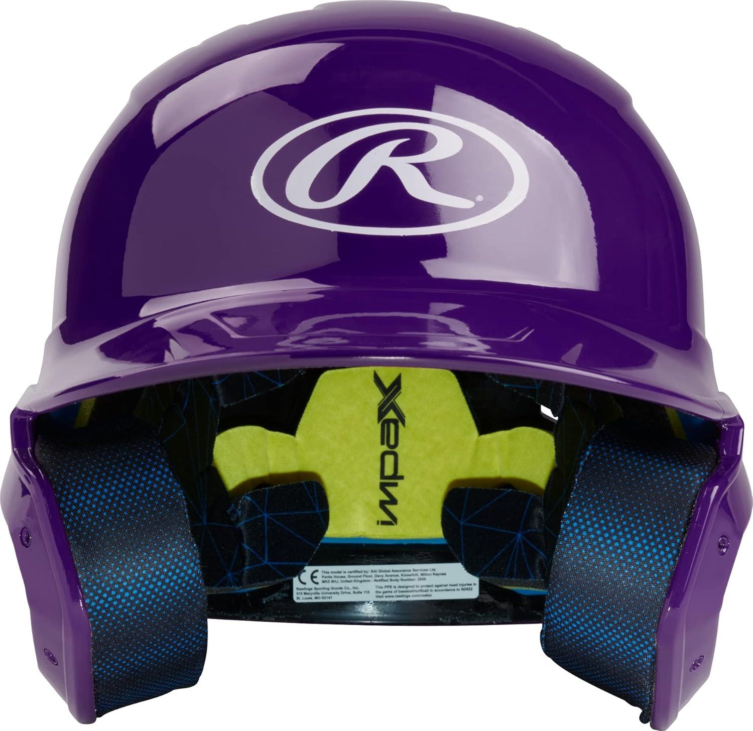 imageRawlings  MACH Baseball Batting Helmet  Gloss  JR amp SR Sizes  Multiple ColorsGloss Purple