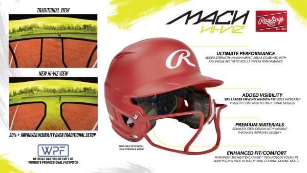 imageRawlings MACH HIVIZ Fastpitch Softball Batting Helmet Face Guard AttachedBlack