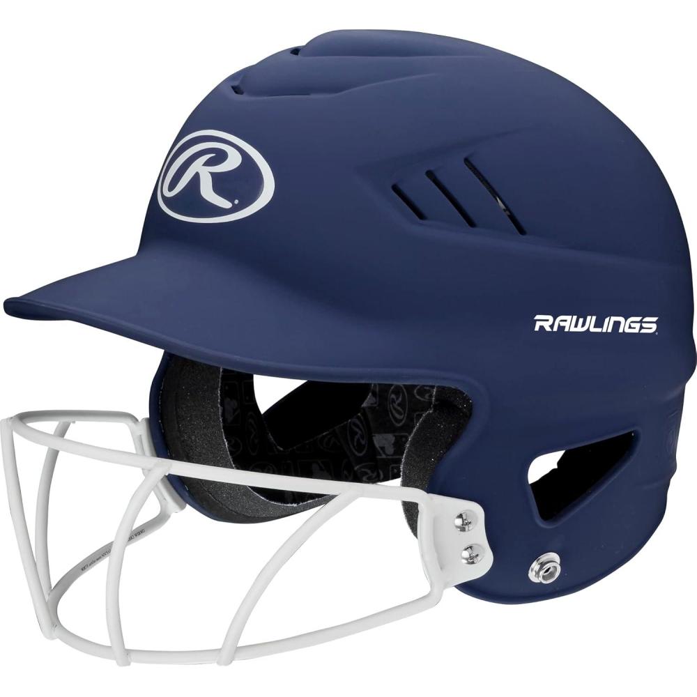imageRawlings  COOLFLO Batting Helmet with Facemask  Fastpitch Softball  One Size Fits Most 6 12  7 12Matte Navy