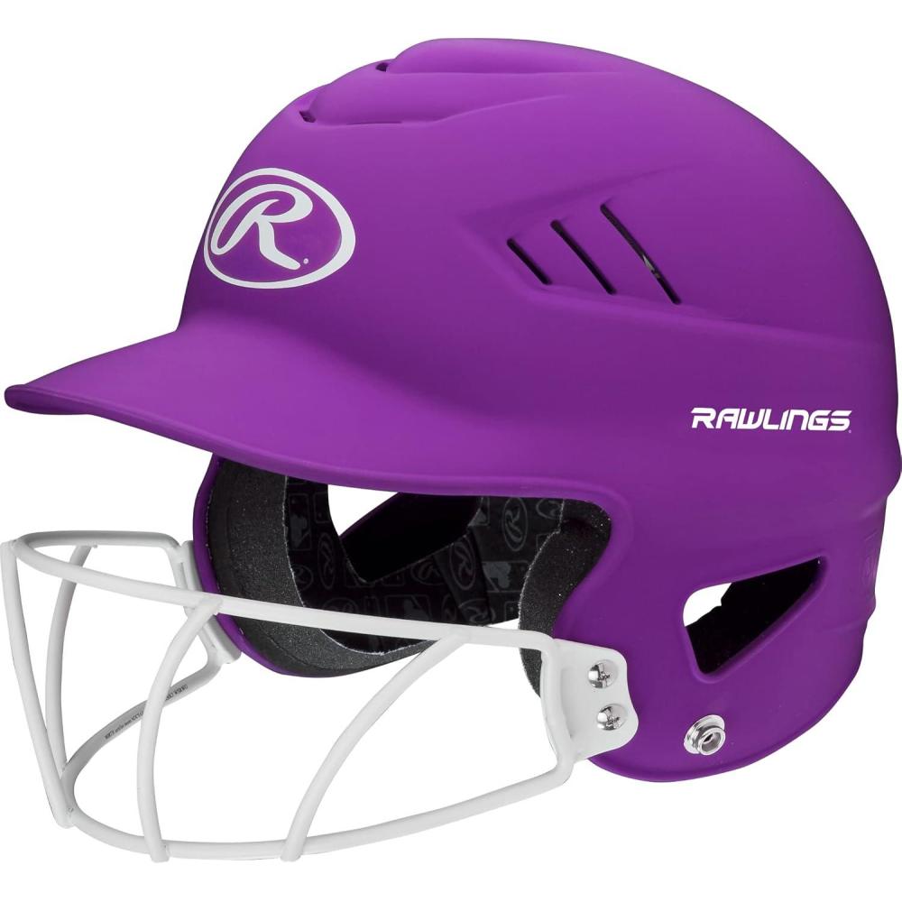 imageRawlings  COOLFLO Batting Helmet with Facemask  Fastpitch Softball  One Size Fits Most 6 12  7 12Matte Purple