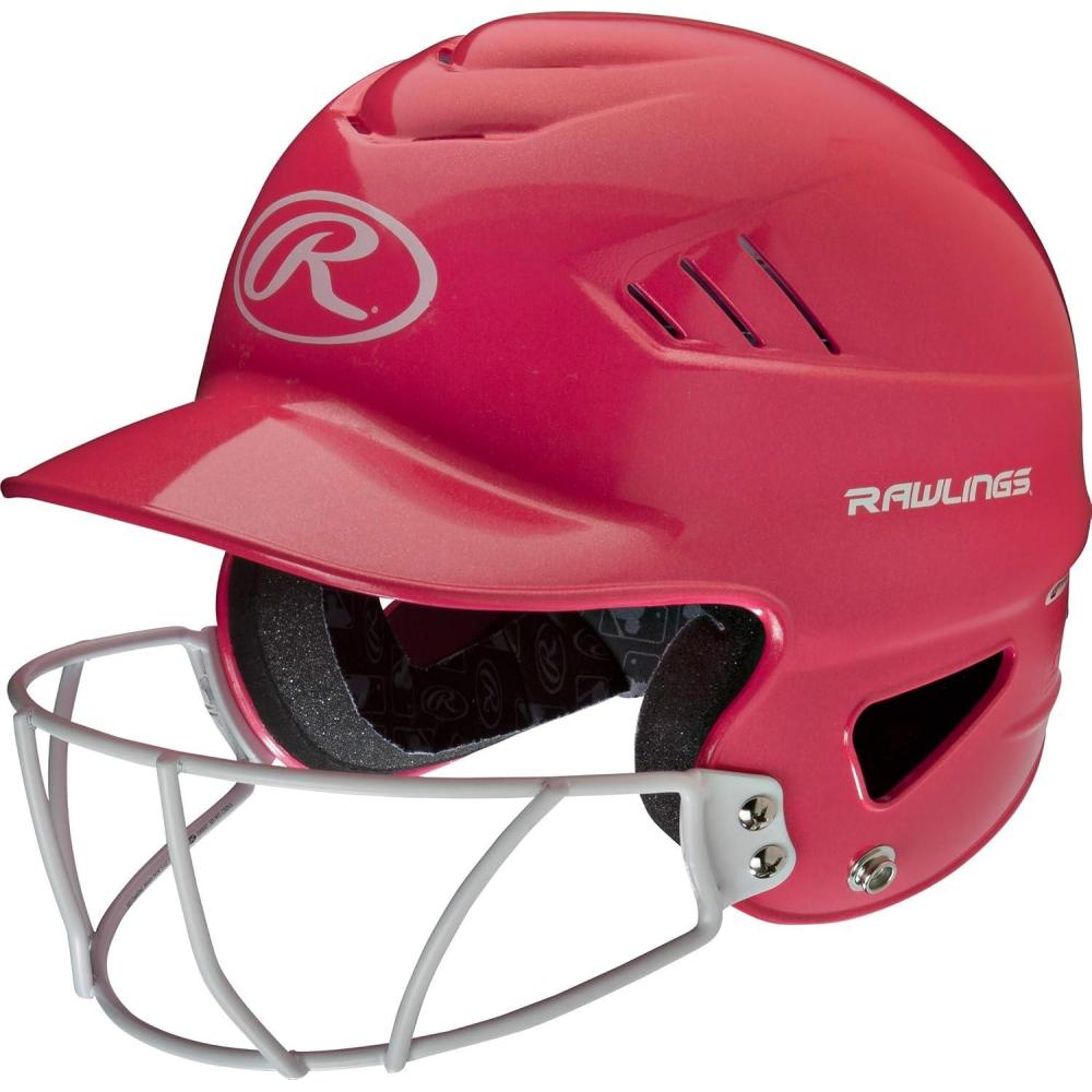imageRawlings  COOLFLO Batting Helmet with Facemask  Fastpitch Softball  One Size Fits Most 6 12  7 12Metallic Pink