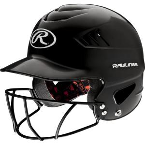 Rawlings | COOLFLO Batting Helmet | 6 1/2″ – 7 1/2″ One Size Fits Most | Facemask Option | Multiple Colors(Black + Facemask)